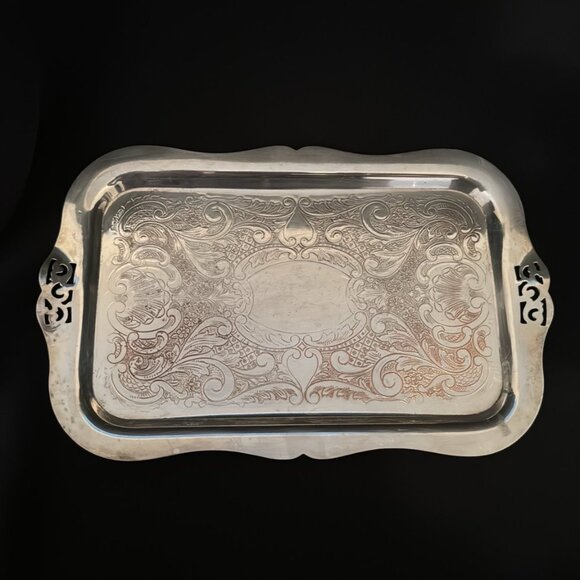 Vintage Silverplate Tea Set: Tray, Creamer, Sugar Bowl, Fork: E.P. Copper Canada - Picture 3 of 10